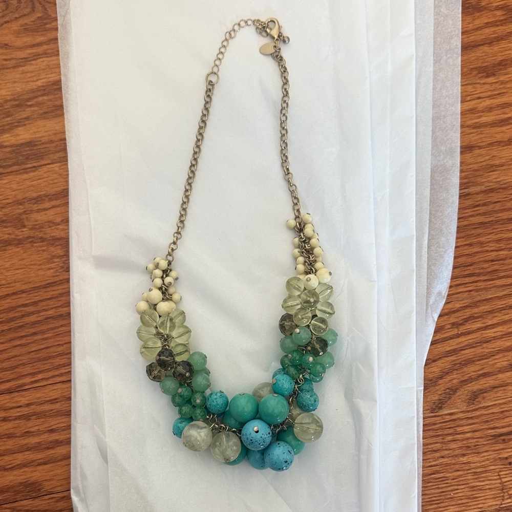 Womens Multicolor Beaded Statement Necklace - Green Blue